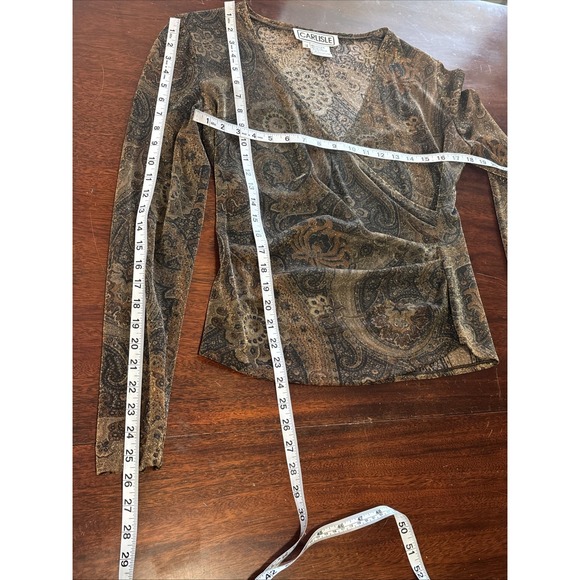 Carlisle VTG 90s Sparkle Top 12‎ Paisley Metallic Holiday Party Cocktail Glam - Picture 6 of 7